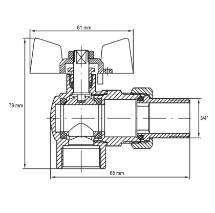 Кран з американкою 3/4" "антіпротечка"(Koer KR.228.W-Gi) кутовий білий (KR0193) — Photo 1