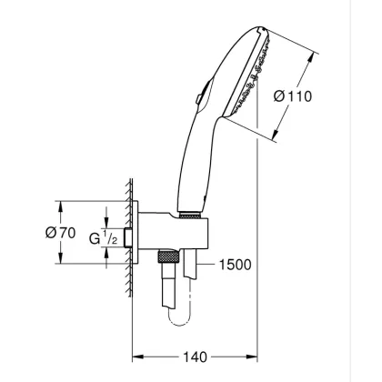 Прихована душова система Grohe Eurosmart New Tempesta 200 (UA25183003) — Photo 11