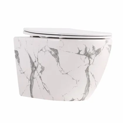 Унітаз підвісний Qtap Robin Ultra Quiet 520×365×340 мм, Marble, з сидінням Slim Duroplast / Soft-close / Quick Release QTROB26MR48998