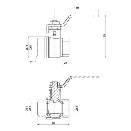 Кран кульовий SD Plus 2&quot; ВР для води (важіль) SD600W50 — Photo 1