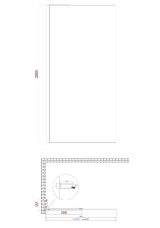 Душова перегородка Koer SR SP02-100x200-TR-01 Walk-In прозоре скло Easy Clean 8мм, хром (KR5395) — Photo 11