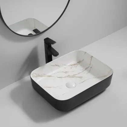 Раковина накладна MIXXUS PREMIUM DIVERSE-0110 MARBLE-BLACK 500х390х130mm (MP6517) — Photo 4