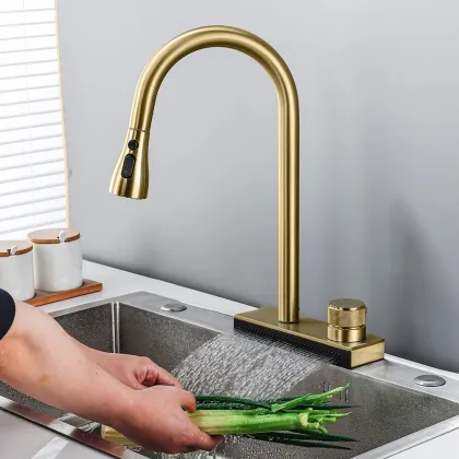 Змішувач для кухні REA CONOR BRUSHED GOLD матове золото — Photo 1
