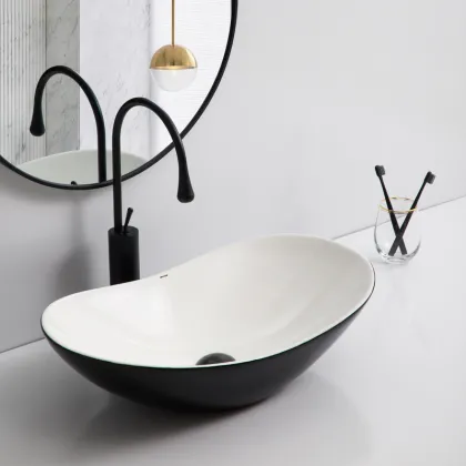Раковина накладна Mixxus Premium WAVE-0105 WHITE-BLACK 620х360х160mm (MP6558) — Photo 2