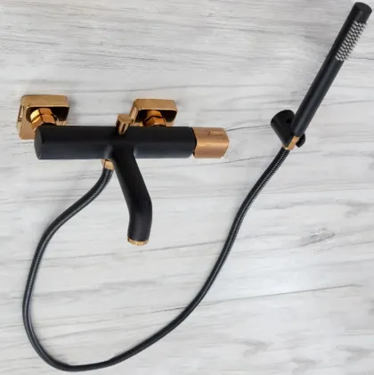 Змішувач для ванни та душу REA SALTO BLACK ROSE GOLD настінний з виливом * — Photo 3