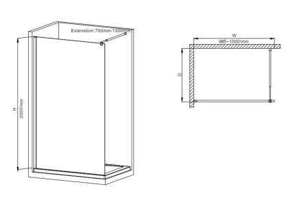 Душова перегородка Mixxus Premium FLAT SP01-100x200-TR Chrome Walk-In прозоре скло 8мм (MI6851) — Photo 1