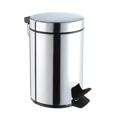 Відро для сміття кругле ZERIX PLAIN-MB0103 CHROME 3 л (колір хром глянець) (ZX4614)
