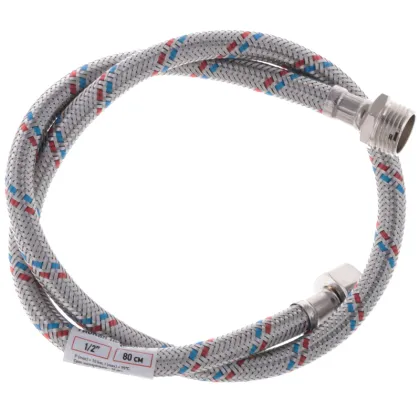 Гнучкий шланг для підключення води гайка 1/2'' - Штуцер 1/2'' (80 см) Zerix (ZX1564) — Photo 1