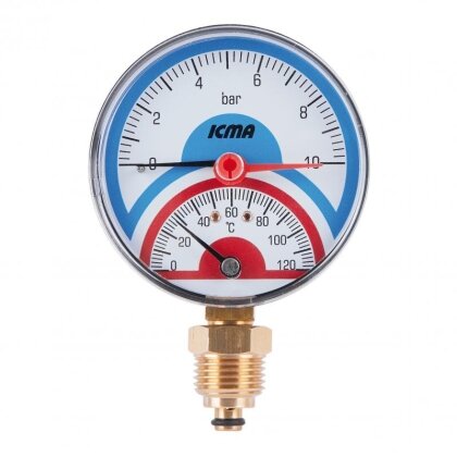 Термоманометр Icma №258 радіаторний із запірним клапаном 1/2&quot;