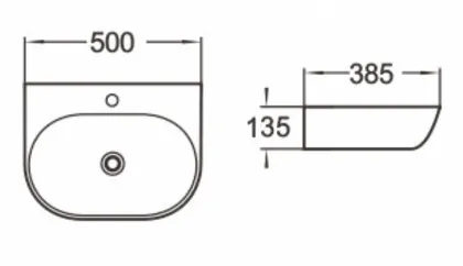 I-LOD умивальник накладний/підвісний 50*38,5*13,5см з отвором під змішувач — Photo 1