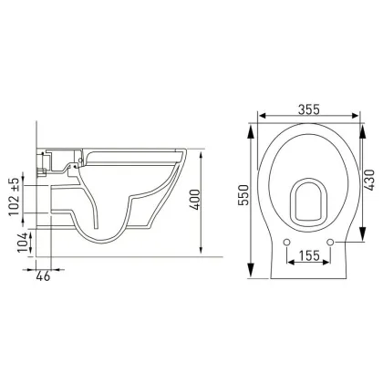 IBERIA унітаз 55*35,5*40см підвісний Rimless, сидіння тверде Slim slow-closing — Photo 1