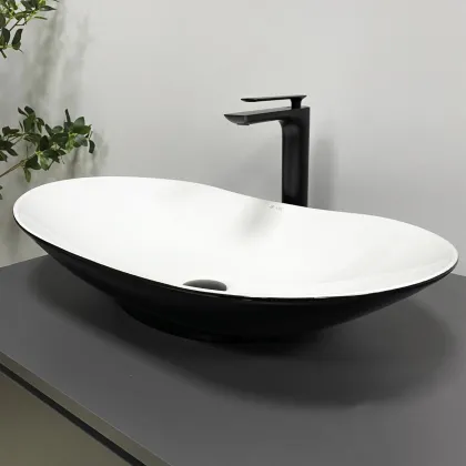 Умивальник (раковина) VBI TURIN BLACK WHITE накладний