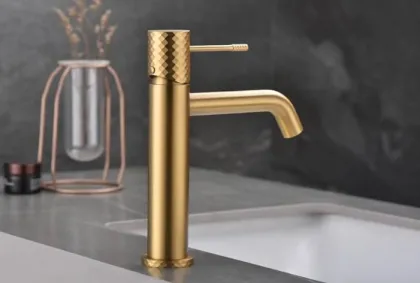 IMEX GENOVA BRUSHED GOLD Змішувач для умивальника, PVD матове золото — Photo 1