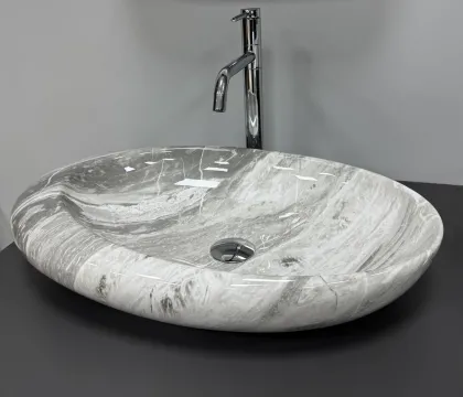 Умивальник (раковина) VBI VICENZA M GREY STONE GLOSSY накладний — Photo 3