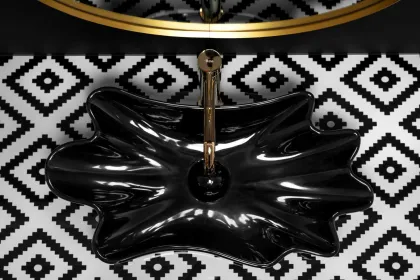 Умивальник (раковина) REA INFINITY BLACK чорний накладний * — Photo 4