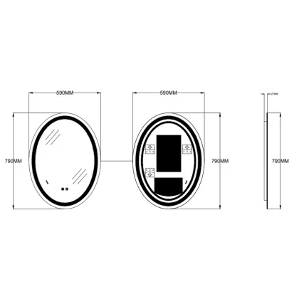 Дзеркало ZERIX FUSION MV01-60x80-REVERSE з LED Touch, Anti-fog, димером, рег. яскравості (ZX6068) — Photo 3