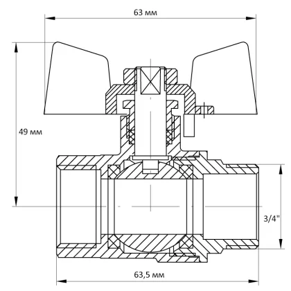 Кран кульовий Koer 3/4" ГШМ (KR.218.B) синій (KR2723) — Photo 1