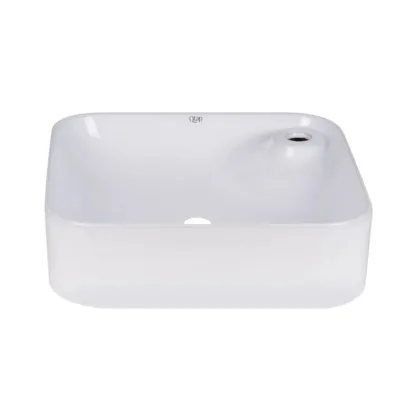 Комплект Qtap Stork: Раковина накладна квадратна 430x430x120 мм White + Донний клапан PU02 — Photo 2