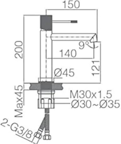 IMEX LINE MATT GREY/CHAMPAGNE Змішувач для умивальника, матовий сірий/шампань — Photo 2