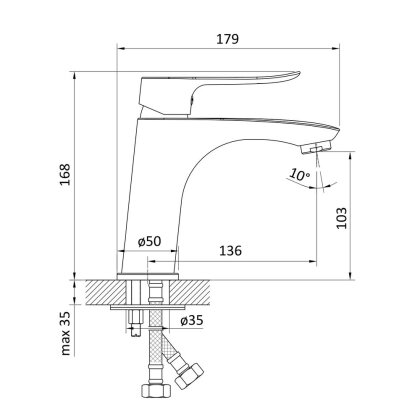 SLIP змішувач для умивальника одноважільний, хром 35 мм — Photo 1