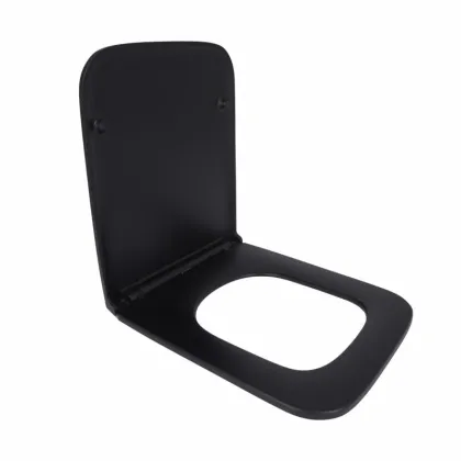 Сидіння для унітаза (Gemini) 435x357x37 мм, Matt Black, з мікроліфтом, Slim Duroplast, Quick Release QT99HY2312MB Qtap — Photo 2