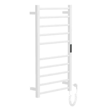 CAMPO електрична рушникосушарка R, 120W, 500*900мм, сталь 304, 10 перемичок (5-5) коло, стійки квадрат, таймер, термостат 70°С, blanco