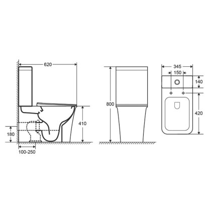 ELANTA Rimless унітаз підлоговий пристінний 62*34,5*80 см, гір. випуск, бачок 3/4,5л, нижнє підведення, сидіння Duroplast Slim slow-closing — Photo 1