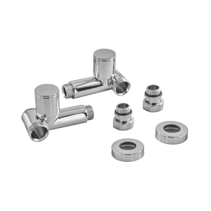 Комплект кранів для рушникосушки кутовий Koer KR.SET.551 - M1/2''xM1/2'' під ТЕН хромований (KR5841) — Photo 3