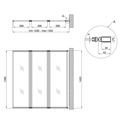 Штора на ванну Qtap Gemini WHI401314RP4 скло Pear 6 мм, 130x140 см — Photo 1