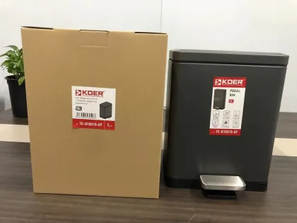 Відро для сміття з плавним закриттям прямокутне Koer TC-010315-07 15 л колір графіт (KR5604) — Photo 2