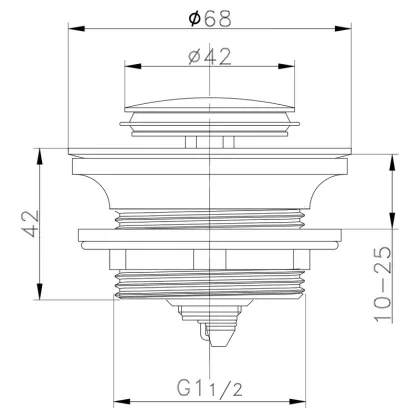 Донний клапан для ванни ZERIX BV-07 автоматичний (Click-Clack) (Колір хром) 1 1/2'' (ZX6024) — Photo 1