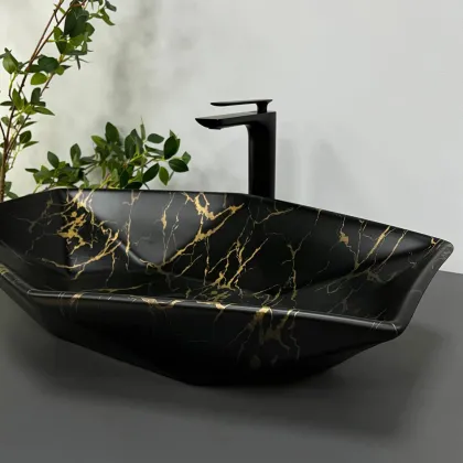 Умивальник (раковина) VBI VENEZIA MARBLE BLACK MATT накладний — Photo 3