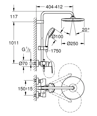 Душова система зі змішувачем для душа Grohe New Tempesta Cosmop. System (26673000) — Photo 2