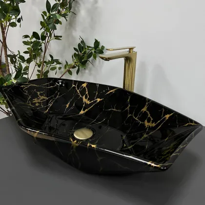 Умивальник (раковина) VBI VENEZIA MARBLE BLACK GLOSSY накладний — Photo 3