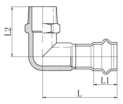 Коліно 90° ЗР Koer KQ.L1506M Press-Inox AISI 304 15x1/2" (KR6414) — Photo 1
