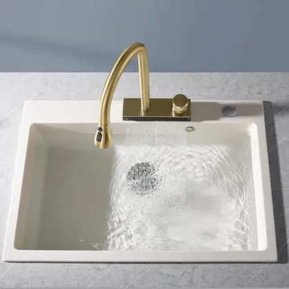 Змішувач для кухні REA CONOR BRUSHED GOLD матове золото — Photo 8