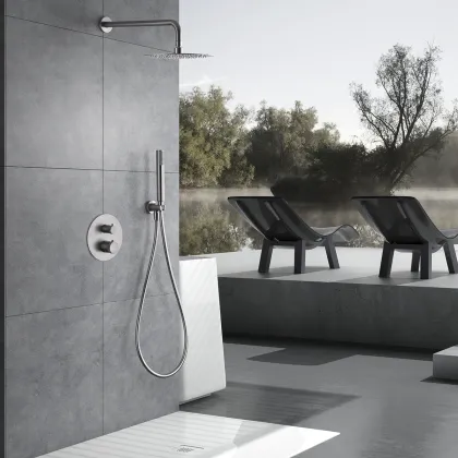 IMEX LINE BRUSHED NICKEL Набір для душу термостатичний, матовий нікель — Photo 1