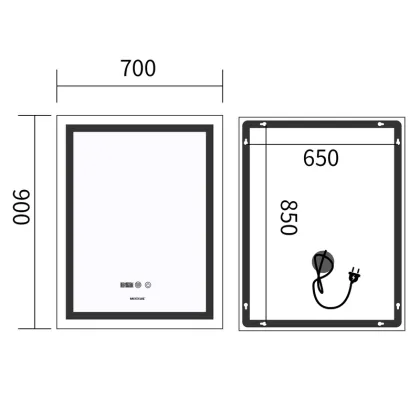 Дзеркало Mixxus Premium FLASH MR21-70x90 з Led Touch, Anti-fog, димером, регулятором яскравості, годинником (MP6618) — Photo 7