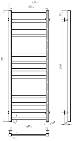 Рушникосушарка електрична Avast П12 400х1200 Deffi фарбована сталь (Чорний, JD04, Ліве підключення) — Photo 2