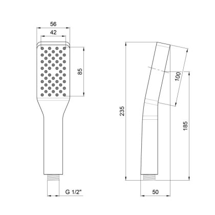 Лійка для ручного душу Qtap Rucni 100х56 мм прямокутна QTRUCA058N1ZCC Chrome — Photo 1