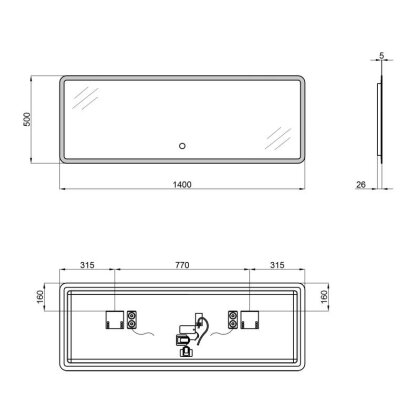 Дзеркало Qtap Tern 1400x500 з LED-підсвічуванням, Bluetooth QT1778142750140WB — Photo 1