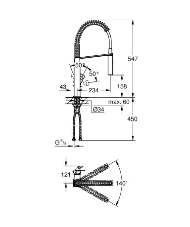 Змішувач для кухні з гнучким виливом Grohe Eurocube (31395000) — Photo 10