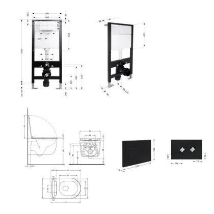 Готове рішення Qtap для ванної кімнати: підвісний унітаз Taurus Ultra Quiet 515x360x350 + комплект інсталяції Standard (кругла клавіша Black) — Photo 1