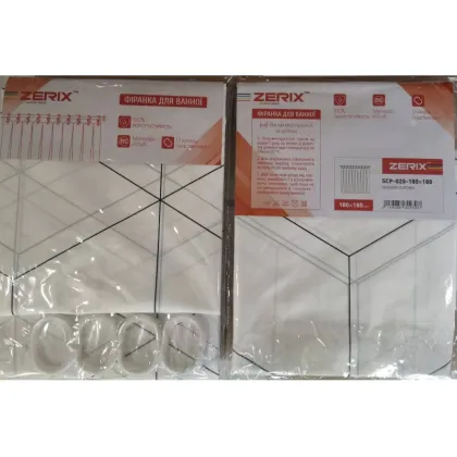 Шторка для ванної ZERIX SCP-020-180x180 з PEVA (поліетиленвінілацетату) (Візерунок "Зигзаг" білий) (ZX6093) — Photo 2