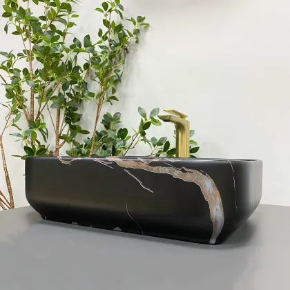 Умивальник (раковина) VBI PALERMO BLACK STONE MATT накладний — Photo 2