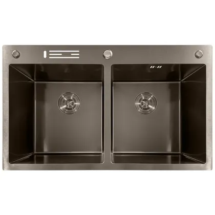 Мийка з нержавіючої сталі MIXXUS MH8350-DK NANO-BLACK (3.0/0.8) колір графіт (MI7053)