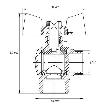 Кран кульовий Koer 3/4" ГШМ кутовий (KR.208) (KR2806) — Photo 1