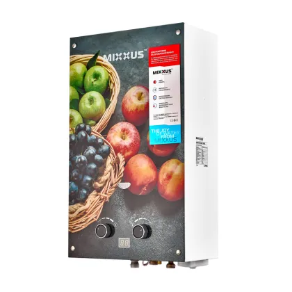 Газова колонка MIXXUS GWH-0310 BASIC GLASS димохідна 10 л/хв (панель зі скла з малюнком) (WH0024) — Photo 1