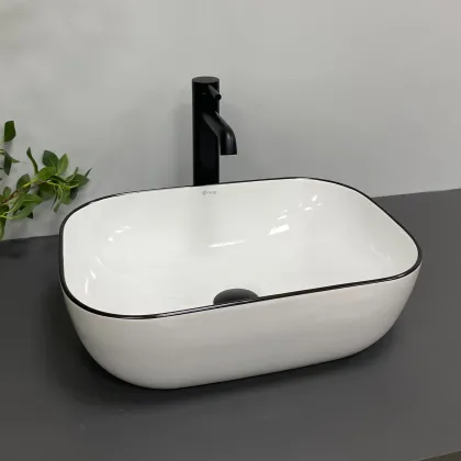 Умивальник (раковина) VBI RAVENNA WHITE BLACK EDGE накладний — Photo 4