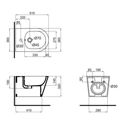 Біде підвісне Qtap Swan 520х360х320 White QT16555378W — Photo 1